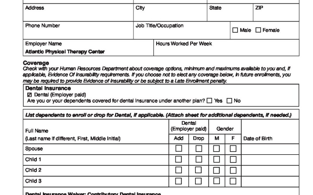 The Standard Enrollment Form | Atlantic Physical Therapy Center